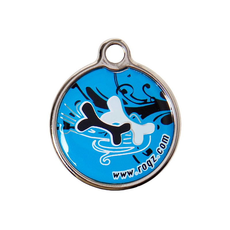 Адресник Rogz IDM31BK large, 31 мм. (лазурный с черным)